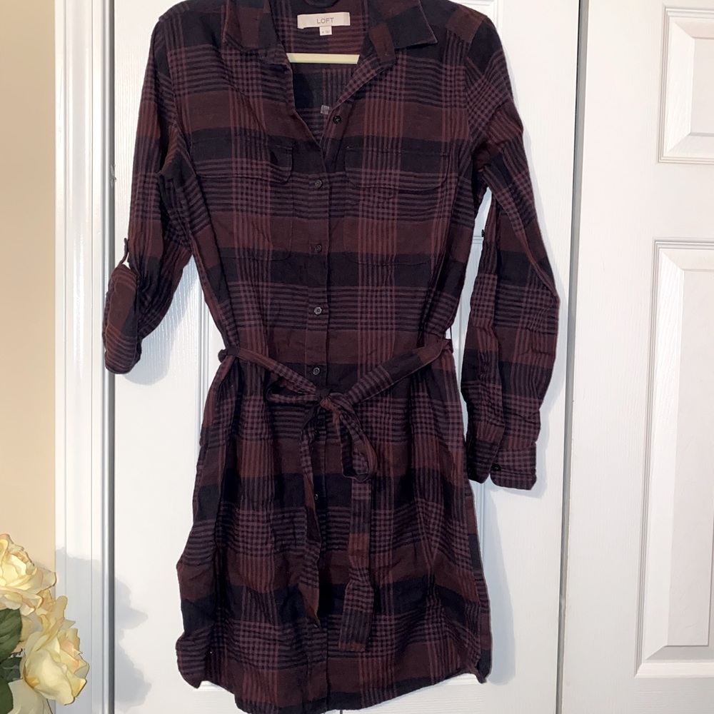 Loft Plaid Shirt Dress